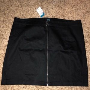 Black mini skirt with front zipper